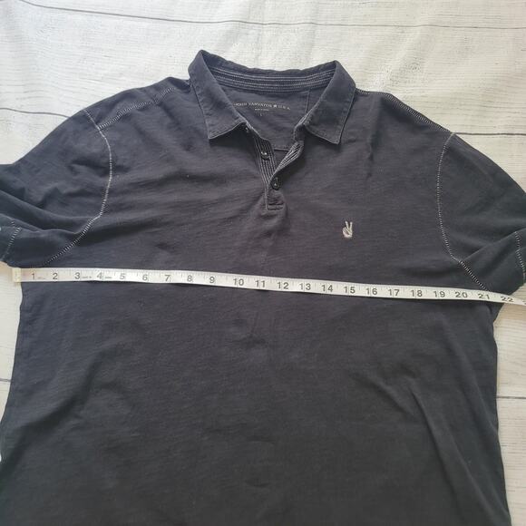 John Varvatos Star USA Size L Black Peace Polo shirt modern minimal sleek smart - Picture 5 of 11